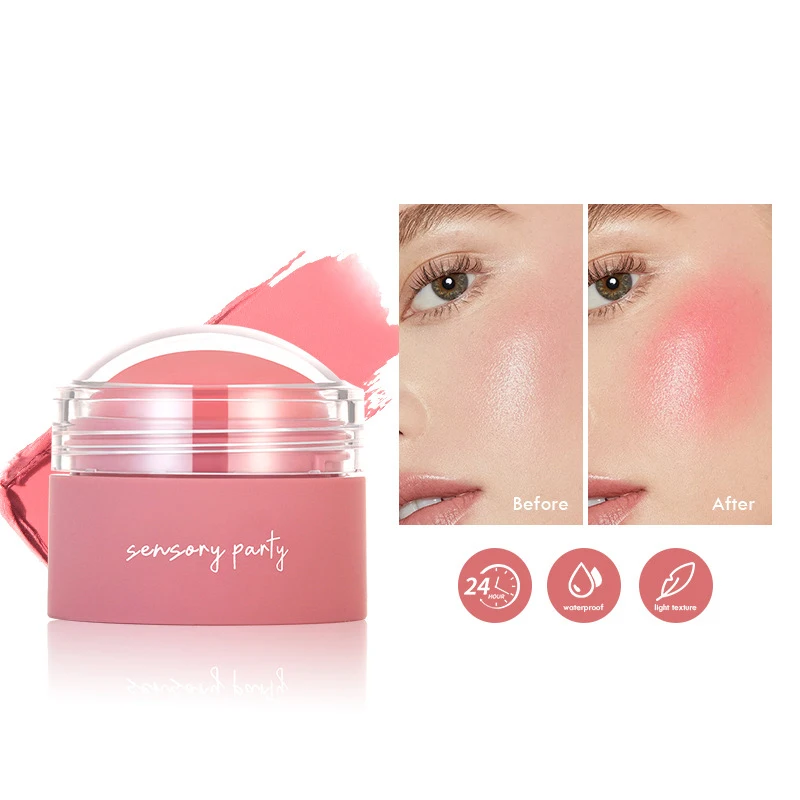 Boule de fard à joues crème, formule hautement pigmentée, finition semi-fatte et poudre, bâton de surbrillance de fard à joues de couleur mélangable pour les yeux, les lèvres et les joues