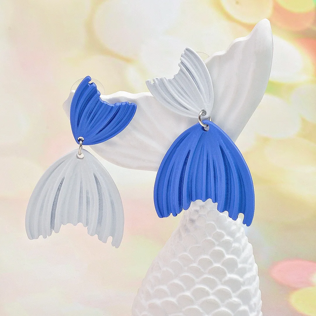 مبالغ فيها شخصية معدنية غير المتماثلة ذيل السمكة وأقراط للنساء الإبداعية لطيف الحيوان القرط حفلة سحر المجوهرات هدية