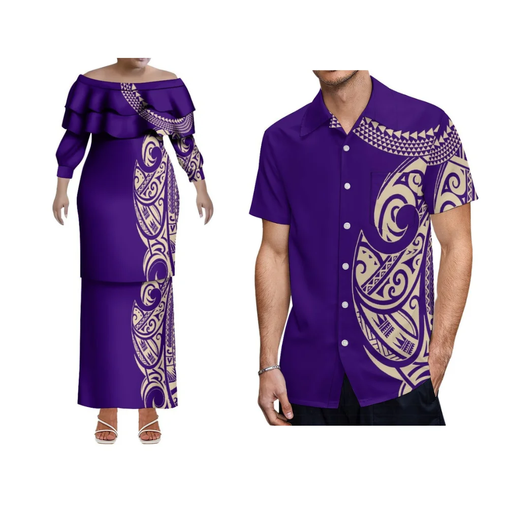 Aanpasbare Polynesische Samoa Hawaii Vrouwen Ruche Kraag Slanke Fishtail Jurk Zachte Zomer Tuin Bruiloft Gues