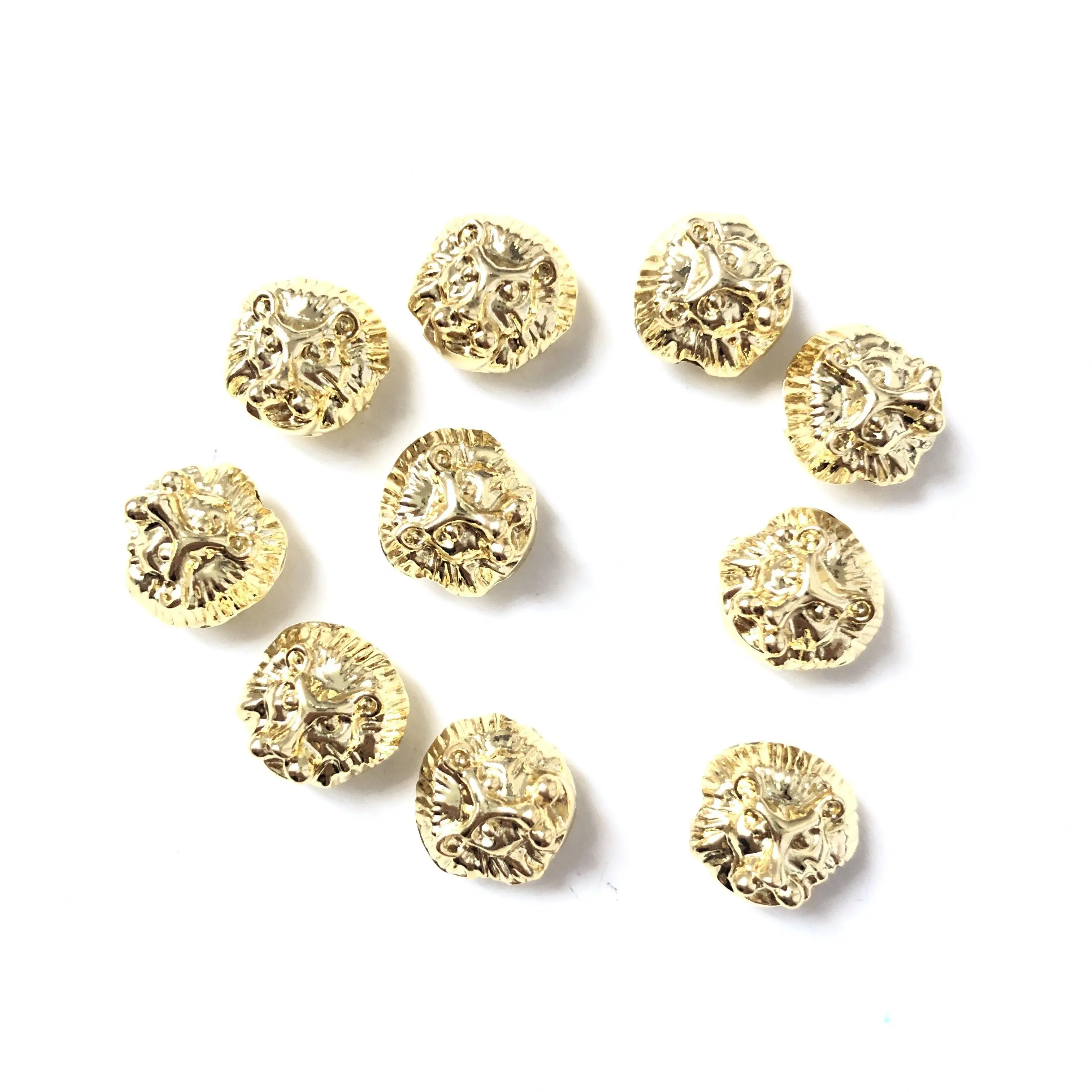 10pcs/Lot Lion Head Spacers Loose Beads for Woman Bracelets Men Necklaces Jewelry Making Gold-plated Handmade Crafts Accessories