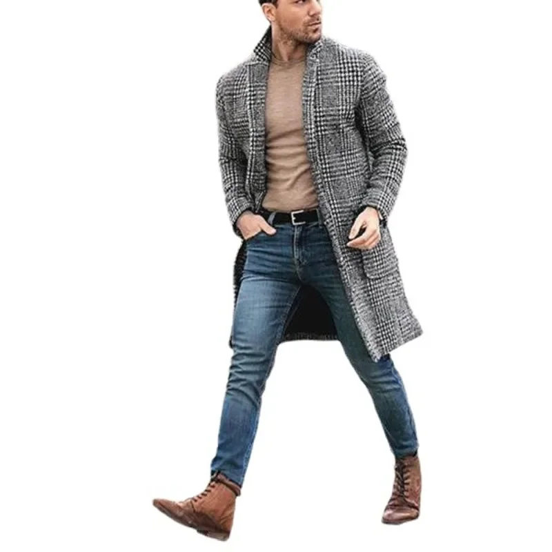 Outono inverno masculino andorinha cinta casaco de lã masculino casual fino longo lã blusão jaquetas quentes vestido de escritório de negócios outerwear