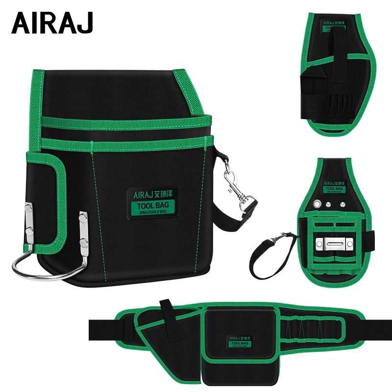 AIRAJ Electrician Storage Bag Oxford Cloth Waist Pack Multifunction Hardware Repair Tool Pocket Wrench Pliers Household Belt