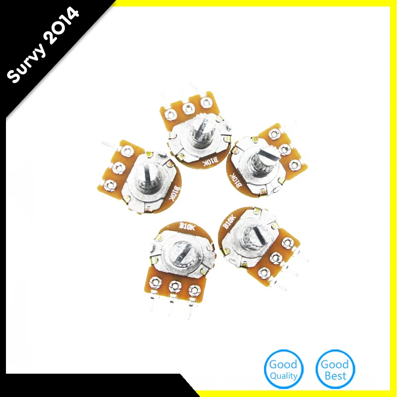 5pcs 10K OHM 3 Terminals Linear Taper Rotary Audio B Type Potentiometer B10K diy electronics