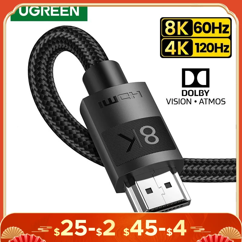 

UGREEN HDMI-Compatible 2.1 Cable Ultra High-speed 8K/60Hz 4K/120Hz for Xiaomi Mi Box PS5 Dolby Vision 48Gbps HDMI-Compatible 8K