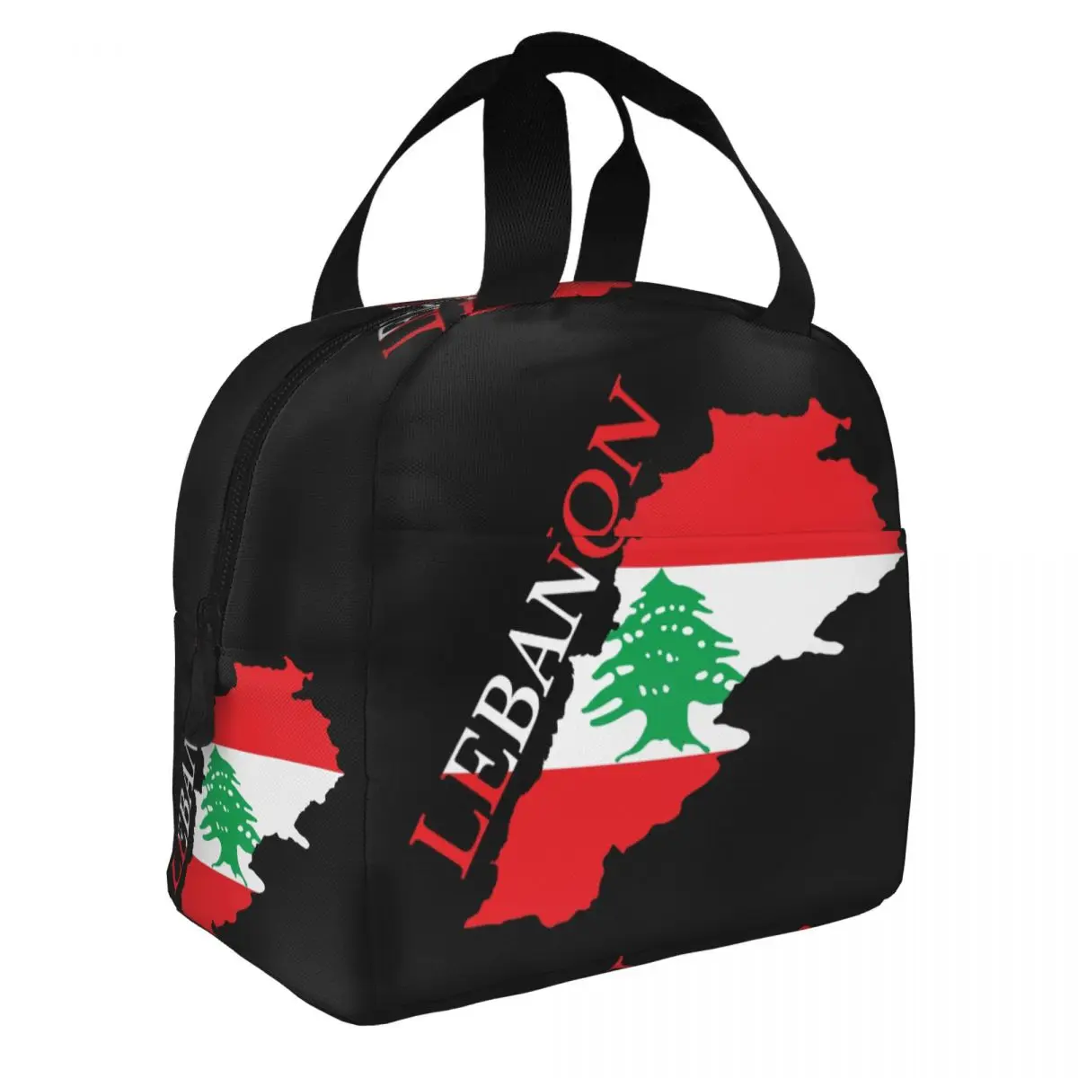 Custom Lebanon Flag Map Portable Lunch Box Women Multifunction Cooler Thermal Food Insulated Lunch Bag School Children Student
