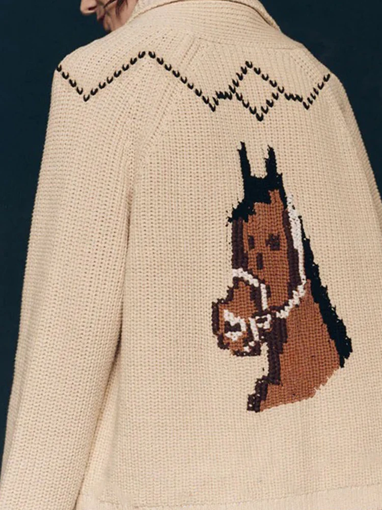 

Леди, осень-зима, новые джемперы для поездок на работу, повседневные винтажные вязаные кардиганы с животным принтом, элегантный свободный свитер с v-образным вырезом и длинными рукавами