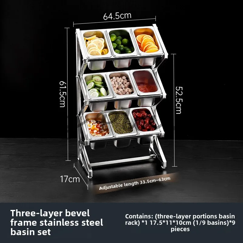 

Commercial Lid Stainless Steel Portion Holder 9-grid Jam Box Milk Tea Shop Specific Milk Tea Seasoning Stainless Steel Inner Box