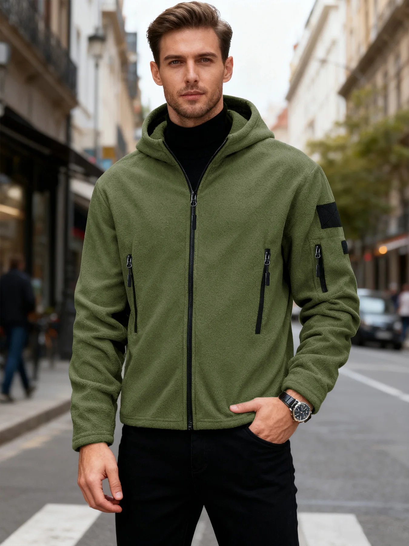 Men's Tactical Jacket Thickened Outdoors Sports Full Zip Up Hooded Jackets Militar Soft Shell Hiking Outdoor Training Jackets