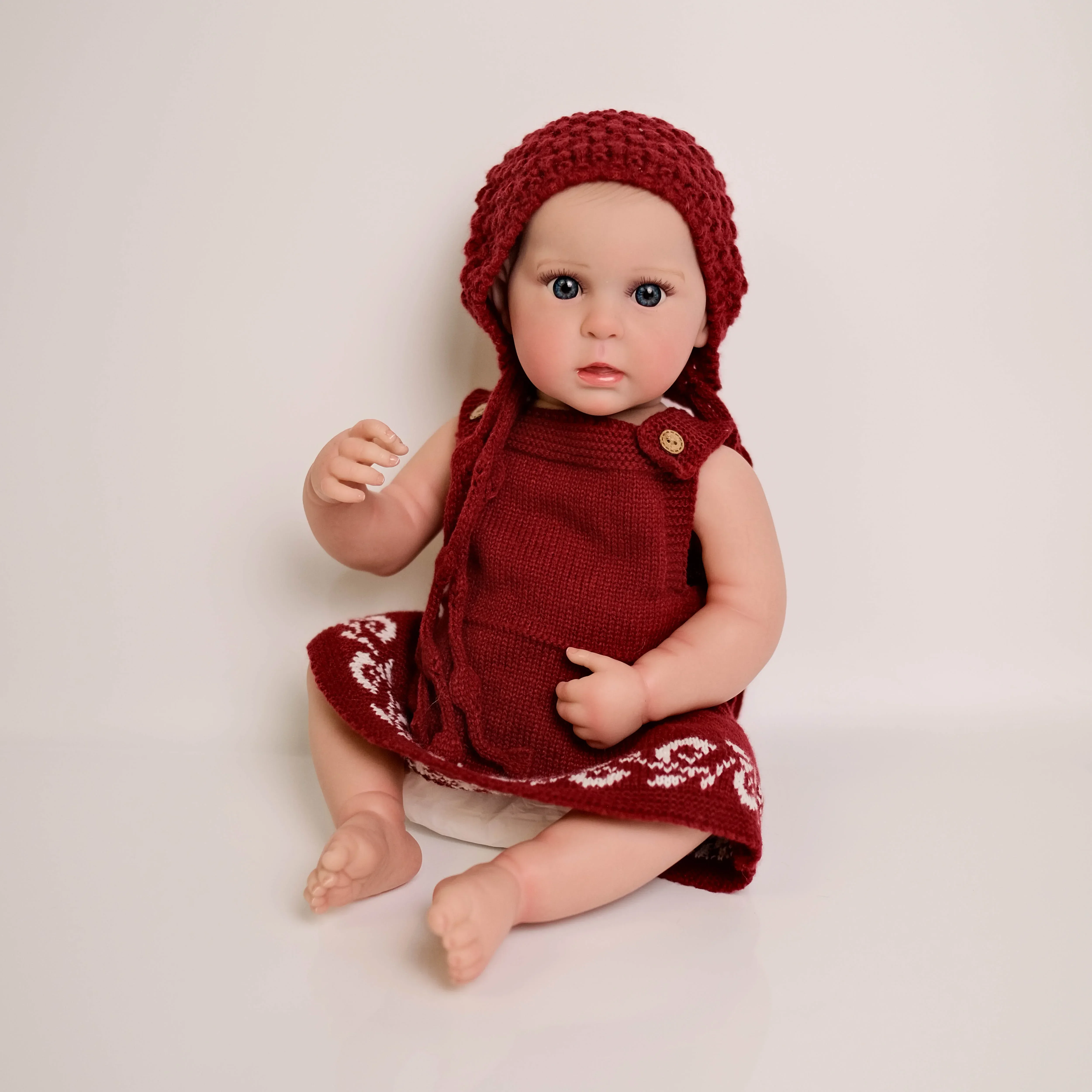 NPK 19inch Full Body Ward Lifelike Reborn Baby Newborn Doll Cuddly Baby Multiple Layers Painting 3D Skin with Hand Draw Hair