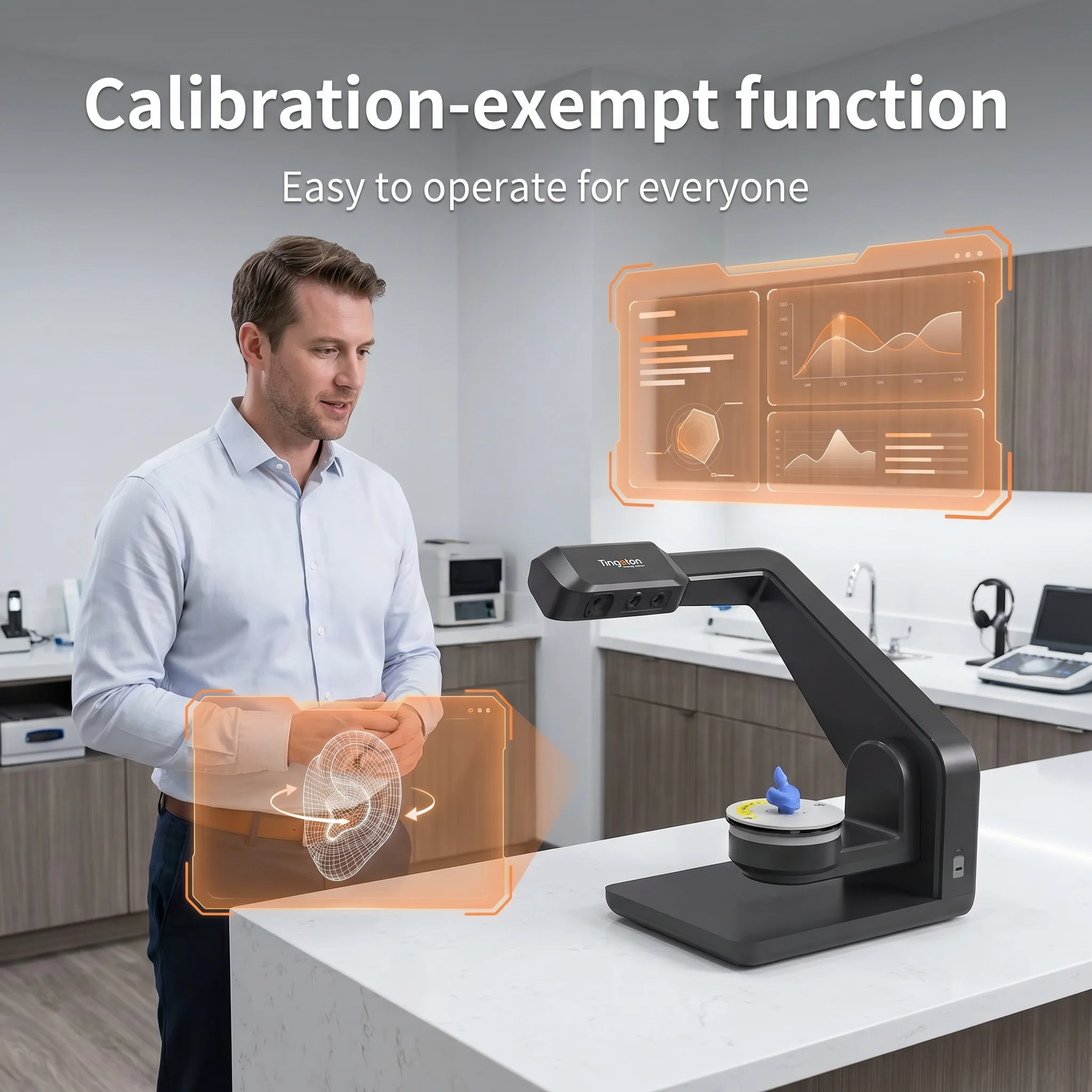 Lightweight USB 3D Eardrum Mold Scanner – Blue Light Fast Scan, Data-Accurate Tool for Hearing Aid Earmolds