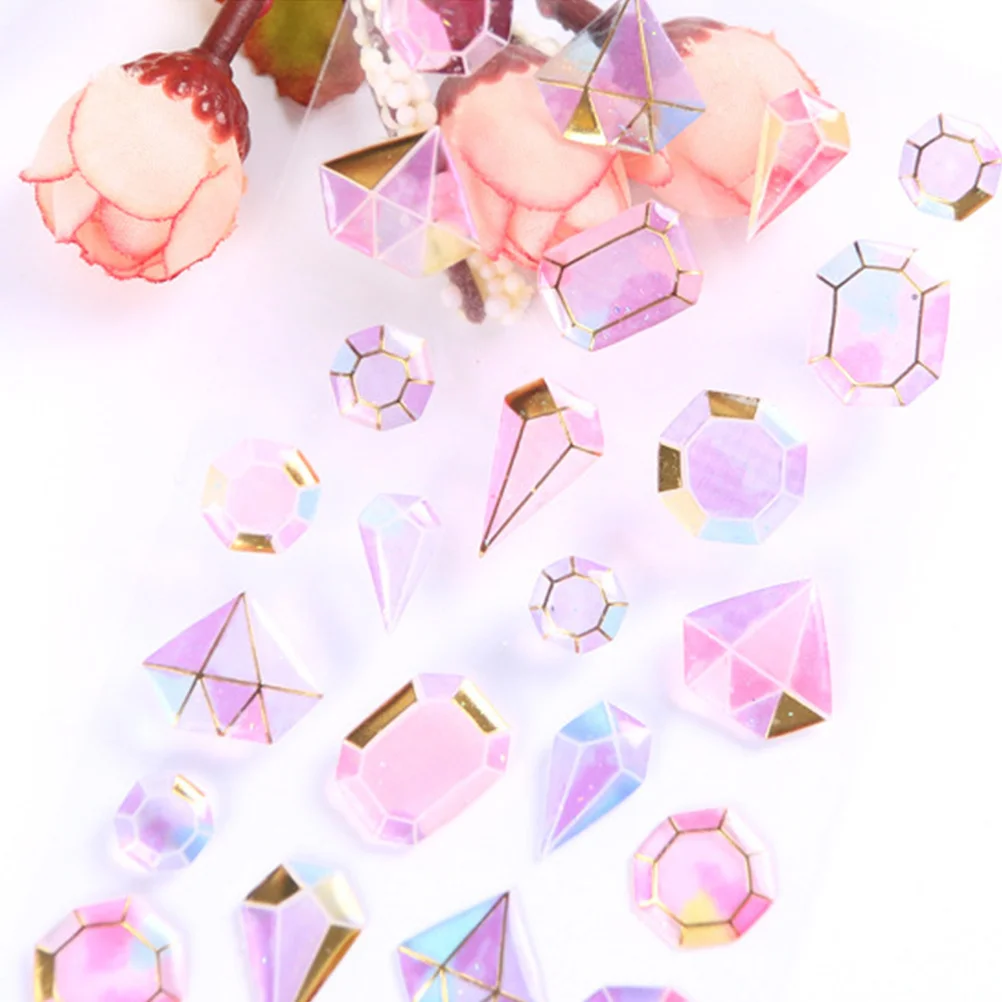 

4 Sheets Diamond Pattern Crystal Stickers DIY Scrapbook Decor Diary Album Epoxy Stickers for Crafts Planners Journals