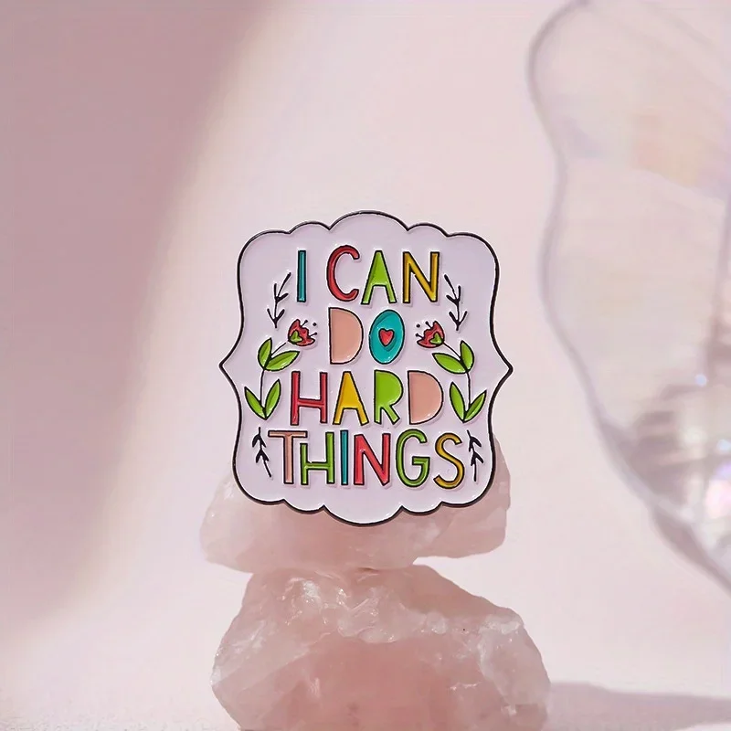 Flower English Beautiful and Cute Badge Text Sentences Metal Brooch Clothing Accessories Collar Needles Elegant and Exquisite