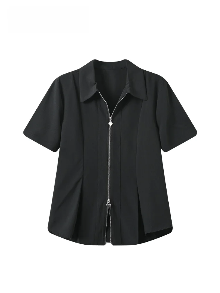 

CaraCLUB plus Size Short Sleeve Shirt Women's Summer New Fashion Anti-Aging Meat Covering Versatile Shoulder Level Top