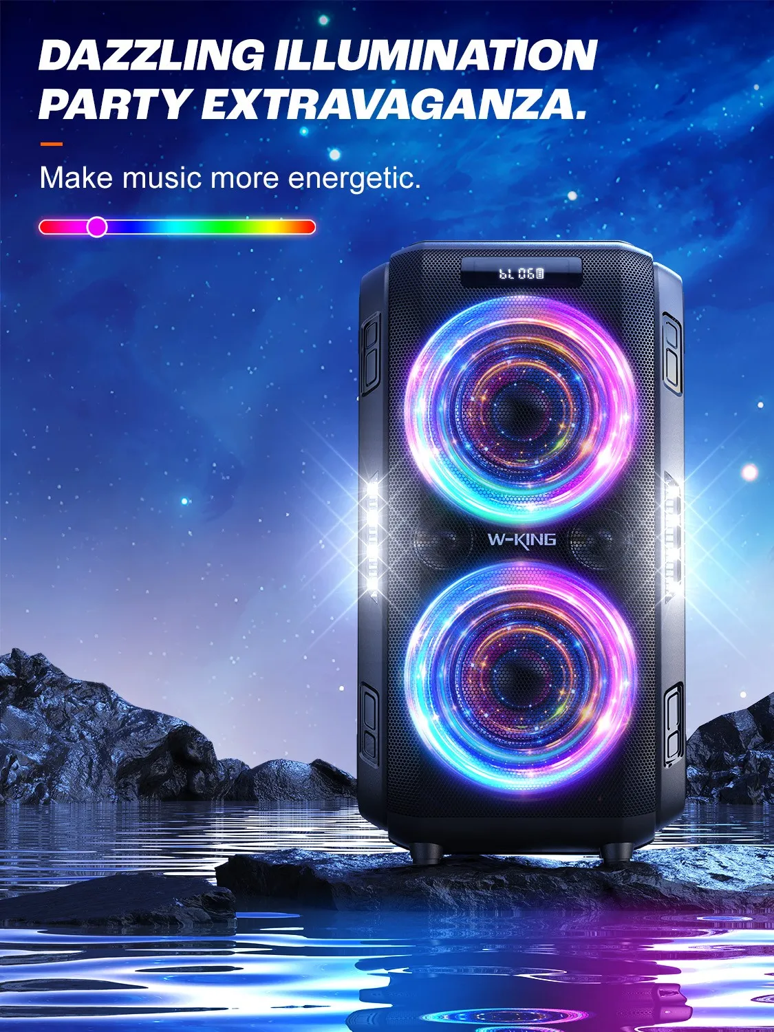 W-KING 250 W PEAK großer Bluetooth-Lautsprecher lautster/massiv 120 dB/12 benutzerdefinierter Bass, V5.3 Big Party Boombox tragbarer Lautsprecher kabellos