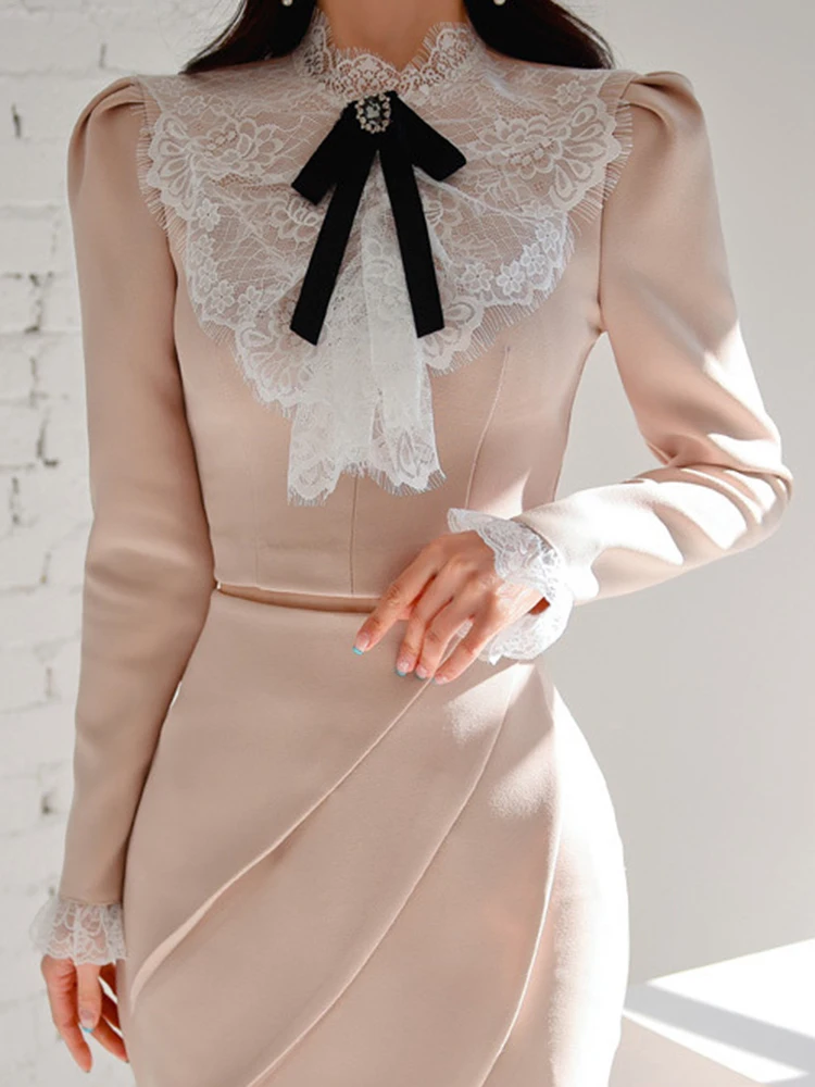 

Элегантный сладкий комплект из двух предметов, женские милые укороченные топы с длинными рукавами, короткая рубашка, кавайная блузка, складки, мини-юбка, комплекты Mujer, одежда для свиданий