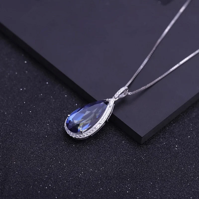 genuine real brand jewels Straight Luxury Design Fashion Premium 925 Silver Colored Crystal Necklace Pendant high quality