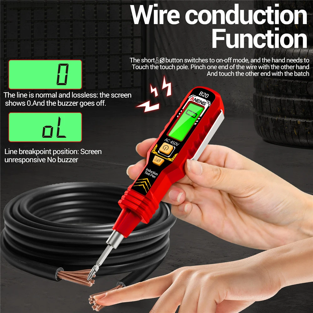 ANENG B20 جديد عالي الدقة جهاز قياس الجهد الكهربائي القلم متعدد الوظائف كشف نقطة التوقف شاشة ديجيتال أداة الحث الكهربائية #6