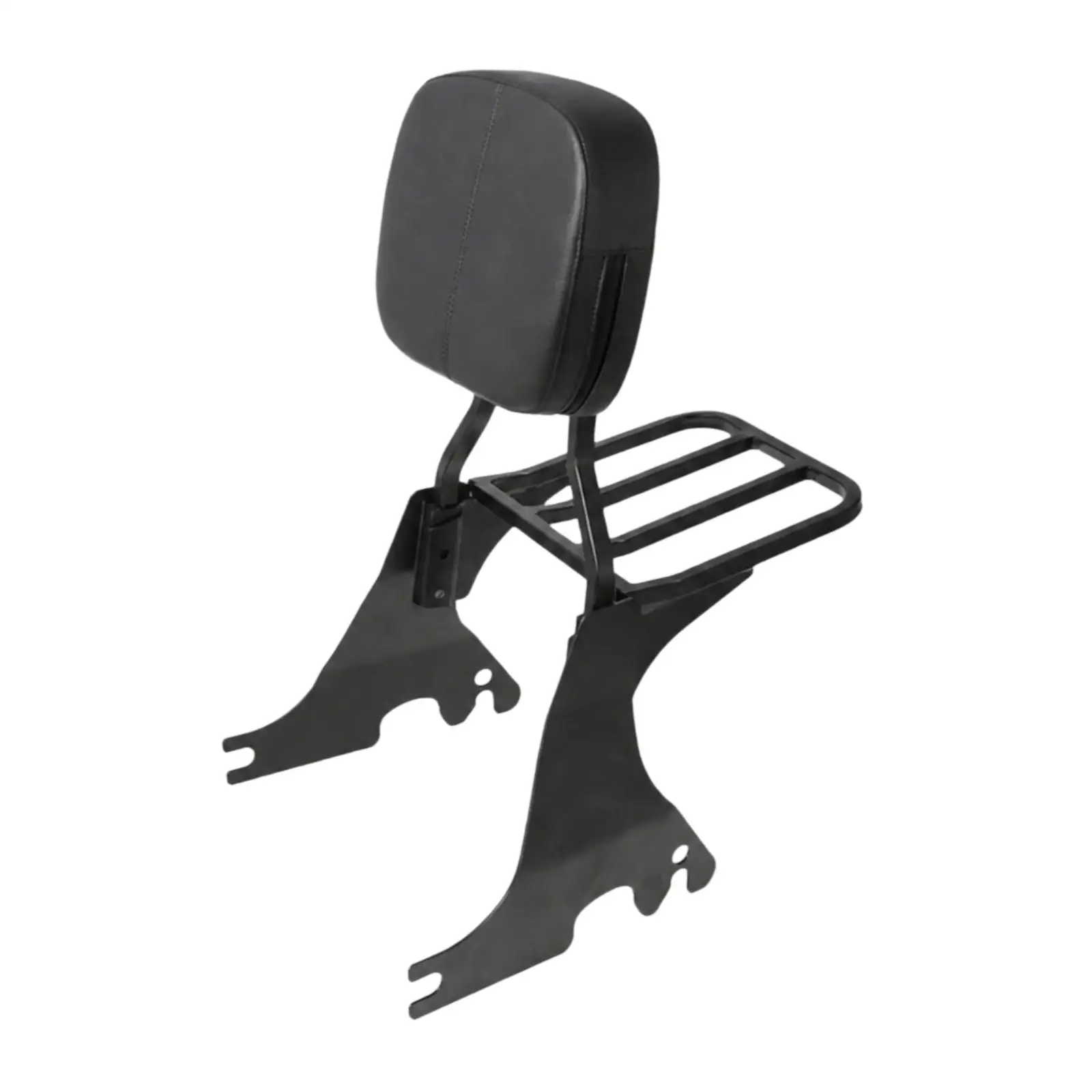 Padded Sissy Bar with Luggage Rack Black Coated Motorcycle Passenger Backrest with Luggage Rack Slatted for Daily Commuting