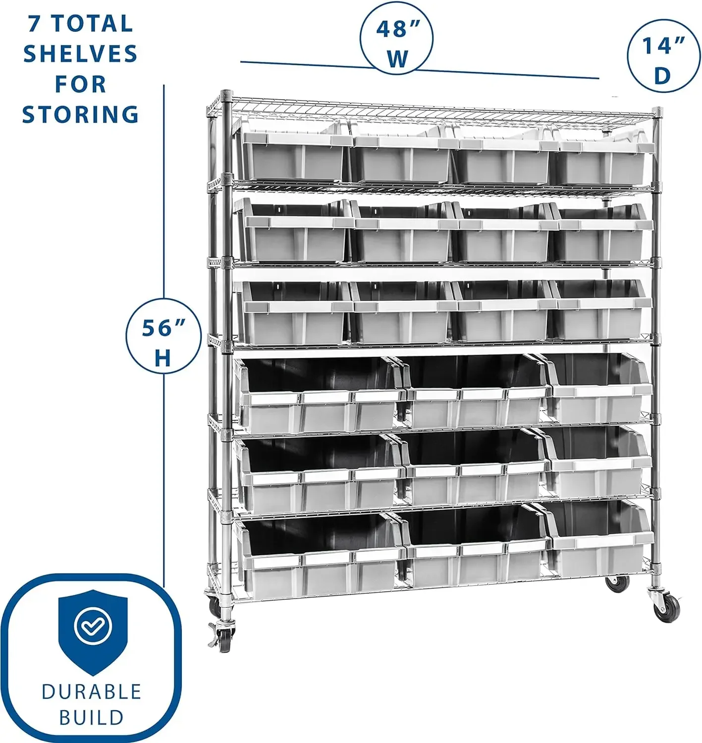 Heavy Duty NSF Bin Rack Solid Steel Wire Shelving Storage Unit, Patented Organizer for Garage, Warehouse