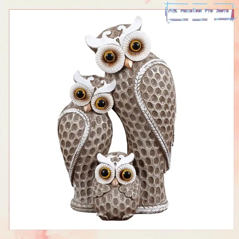 

Owl Decorative Statue Sculpture Shelf Decor Figurine Cute Family Of Three Owl Figurines Resin Bird Sculptures Owl Decor-A73I