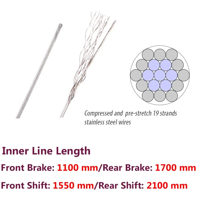 20PCS/50PCS Bike Cables Brake Shift Inner Cable Wire Stainless Steel Mountain Road Bicycle Brake Cable Line 2100mm 1550mm 1700mm