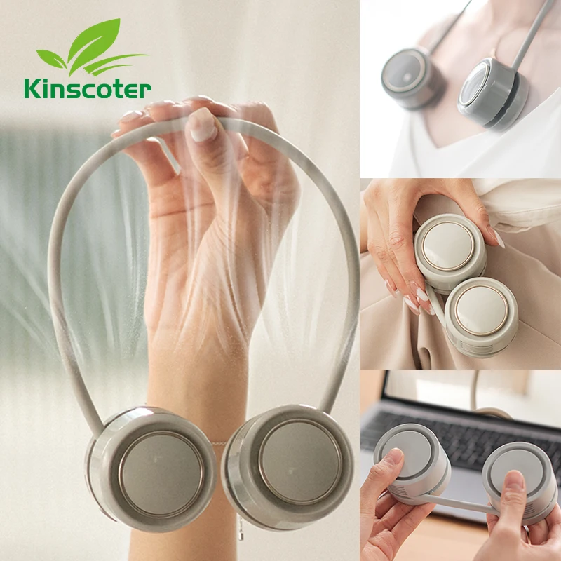 Kinscoter Mini Neck Fan Portable USB Rechargeable Mute Sports NeckFans for Outdoor Ventilador Portatil Abanicos Cooling