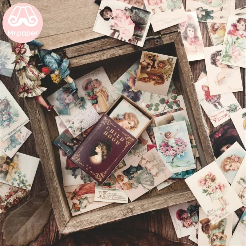 Mr.paper 100 peças/caixa Papel Kraft Vintage para Scrapbooking/Fabricação de Cartões/Projetos de Diário DIY Decoração de Diário Cartões LOMO
