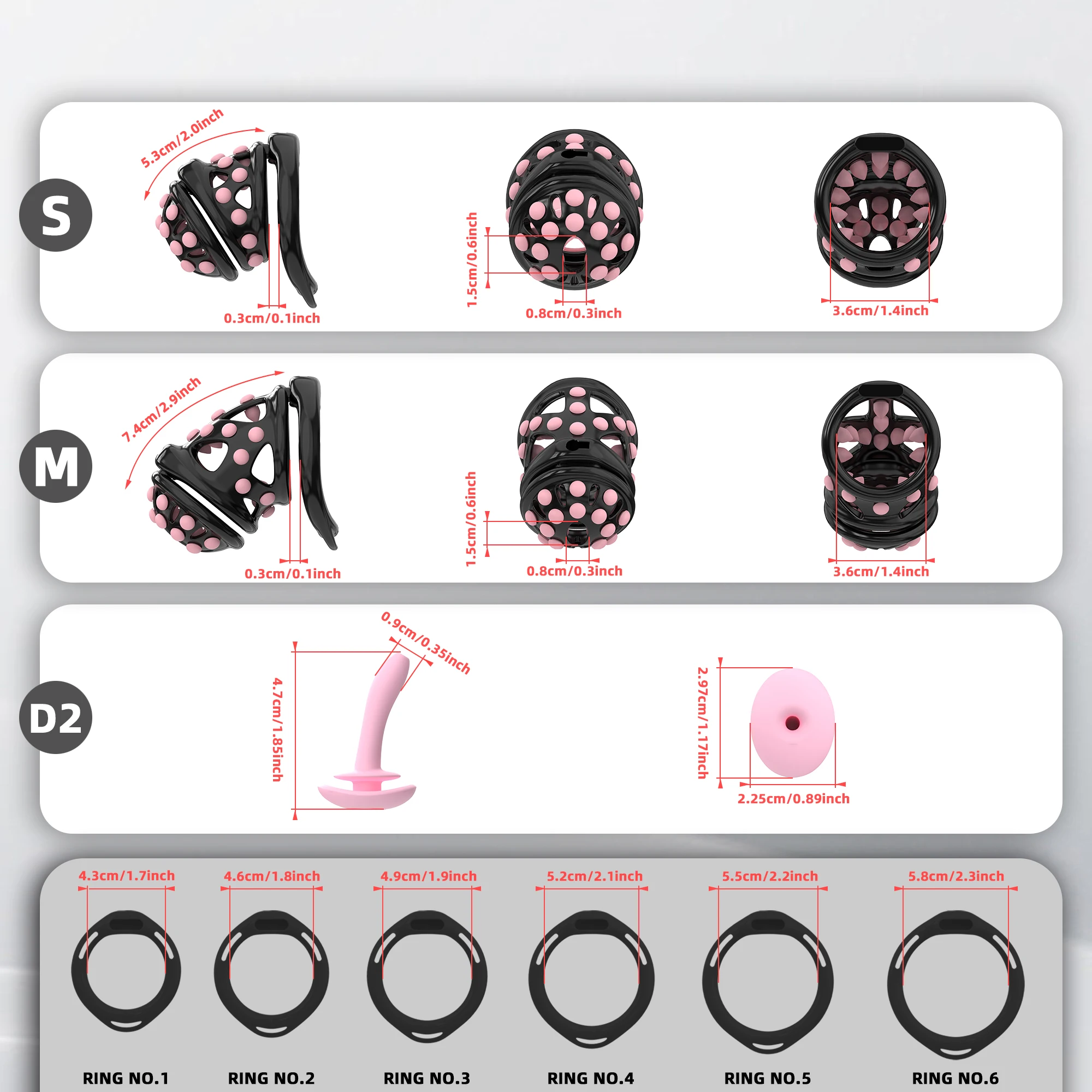 New Male Chastity Cage with Soft Nails Urethral Sound Plug Penis Expansion Cock Cage with 6 Rings Adult Sex Toys Chastity Belt