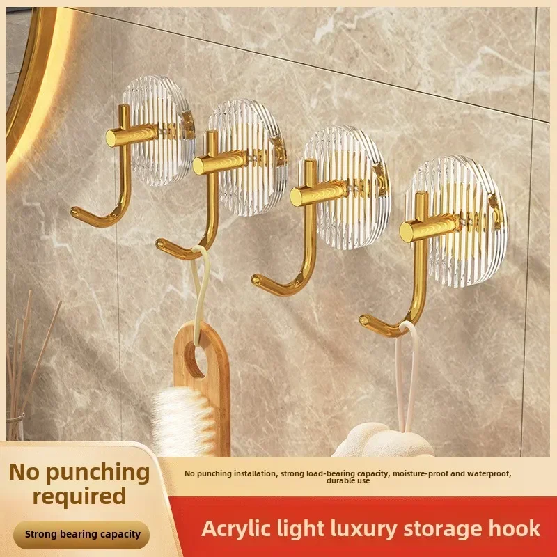 

Acrylic Luxury Wall Hook Home Decor Strong Adhesive Bathroom Towel Rack No Punching Hanging Coat Hanger Door Back Key Bag Holder