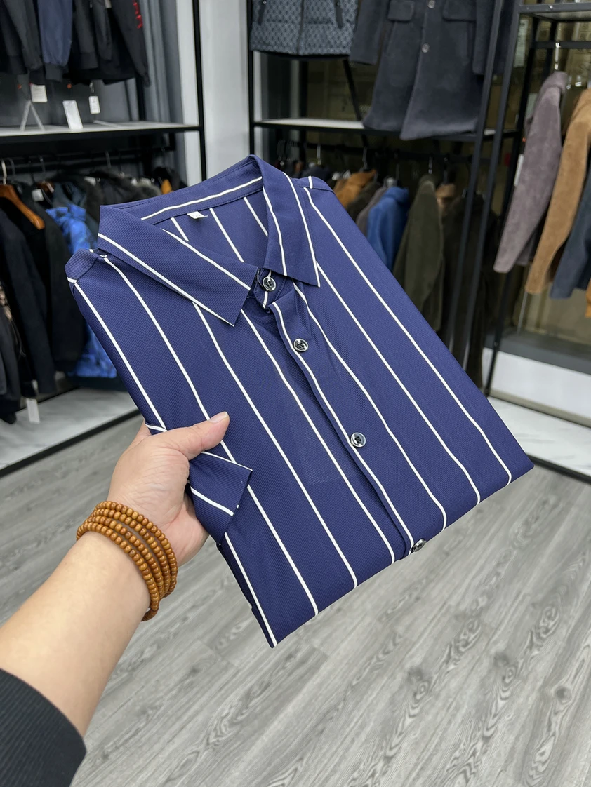 

Sl ort Sve Busin Casual irt Smooth Skin-Friendly Polyester Cotton Silk Blend Breathable Summer irt