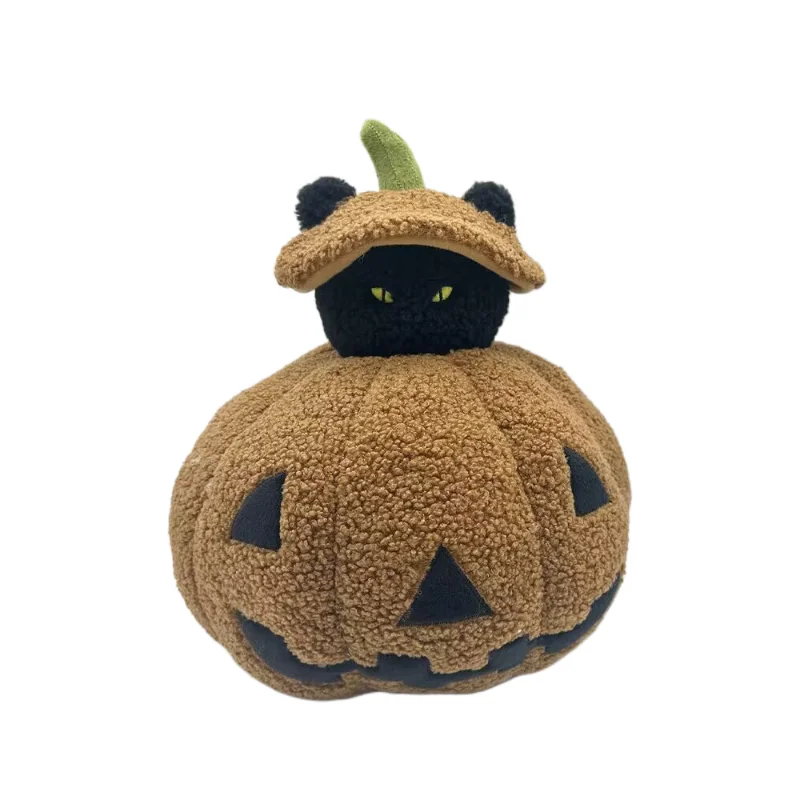 Halloween Pumpkin Black Cat Cartoon Plush Toy Demon Black Cat Plant Soft Stuffed MINI Pillow Home Party Decor Gifts for Kids Boy