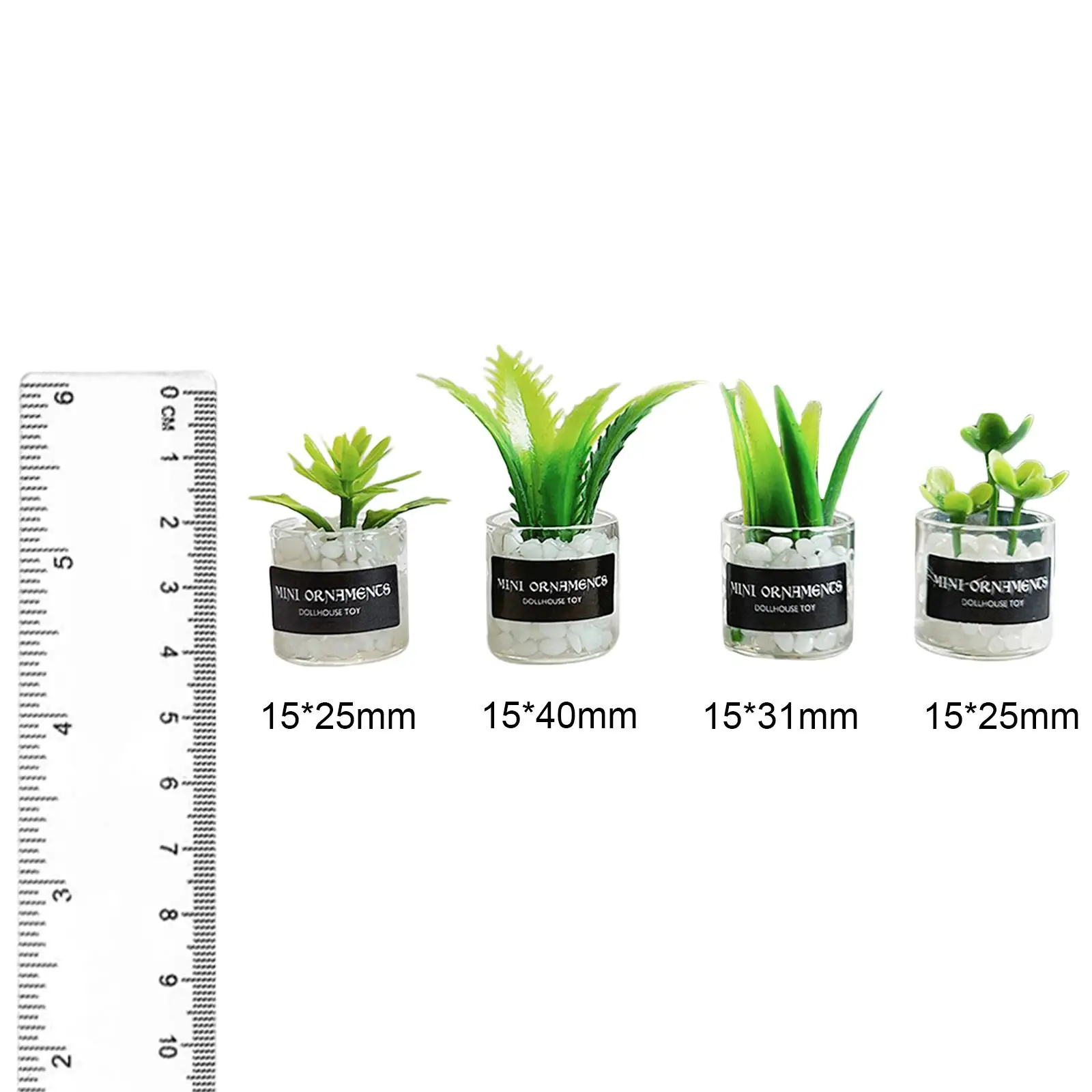 

4pcs 1:12 Scale Potted Plants Dollhouse Miniature Green Plants Simulation Plants for Dollhouse