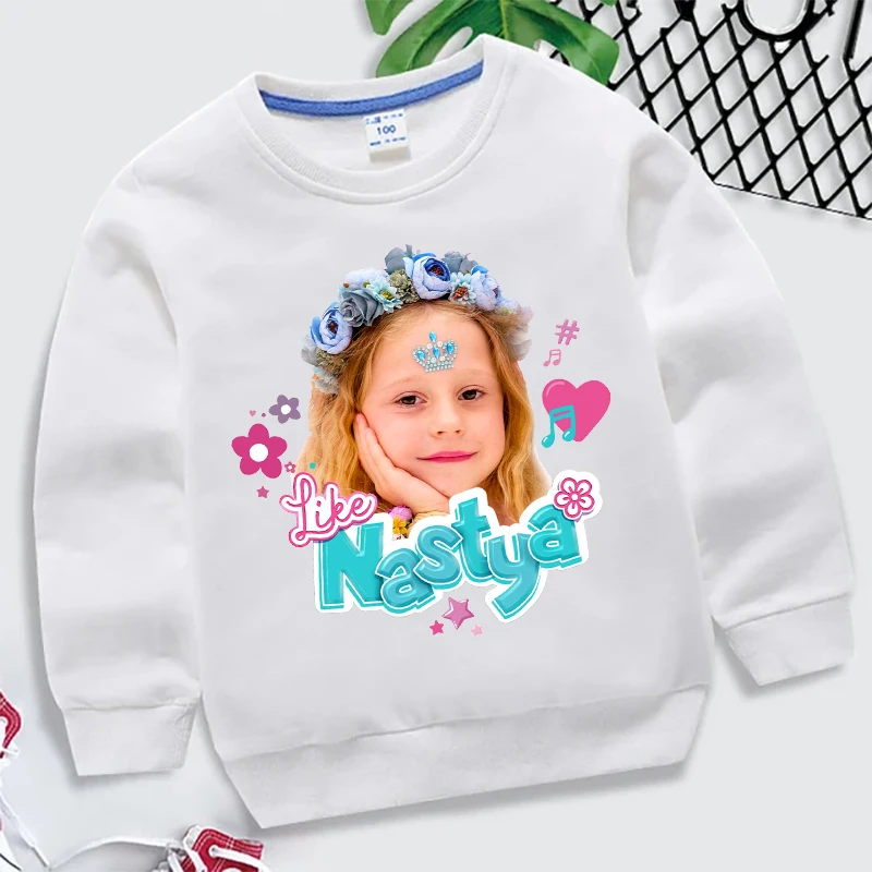 Like Nastya Cute Girl Sweatshirt 3 to 14 Years Comfy Versatile Children Clothes Outdoor Casual Tops Spring Autumn O-neck Hoodie