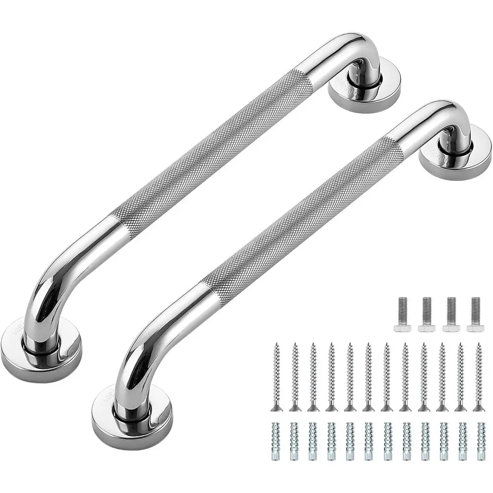

16-Inch Stainless Steel Anti-Slip Shower Grab Bars, 2-Pack, Polished Nickel, for Elderly Safety in Bathroom