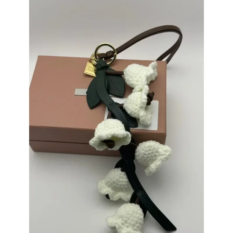 

Summer New Hand-woven Bag Pendant Luxury Gift MIU Series Leather Bluebell Flower Women's Bag Pendant Fashion