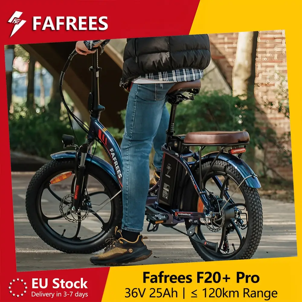 Fafrees F20+ Pro Faltbares Elektrofahrrad 250W mit 36V 25Ah Abnehmbarer Akku, 20 x 3,0 Zoll E-Bike Mountainbike für Erwachsene, 25km/h und 95-120km Reichweite