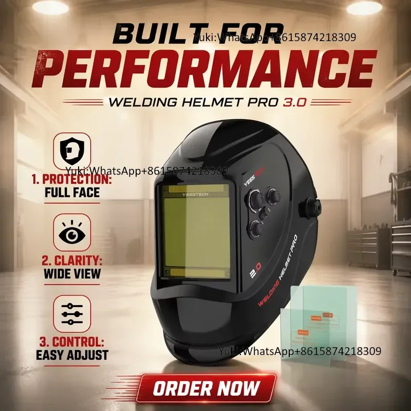 YEESTECH Auto Darkening Welding Helmet Blue Light Blocking Solar Powered Wide Shade 3/5-9/13 4 Arc Sensors Grinding