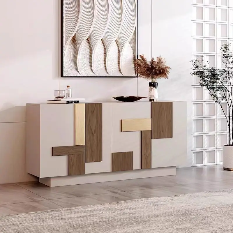 خزانة جانبية حديثة وبسيطة إيطالية خفيفة فاخرة لغرفة المعيشة تخزين جدار المنزل خزانة مدخل مصممة إسكندنافية خزانة شاي