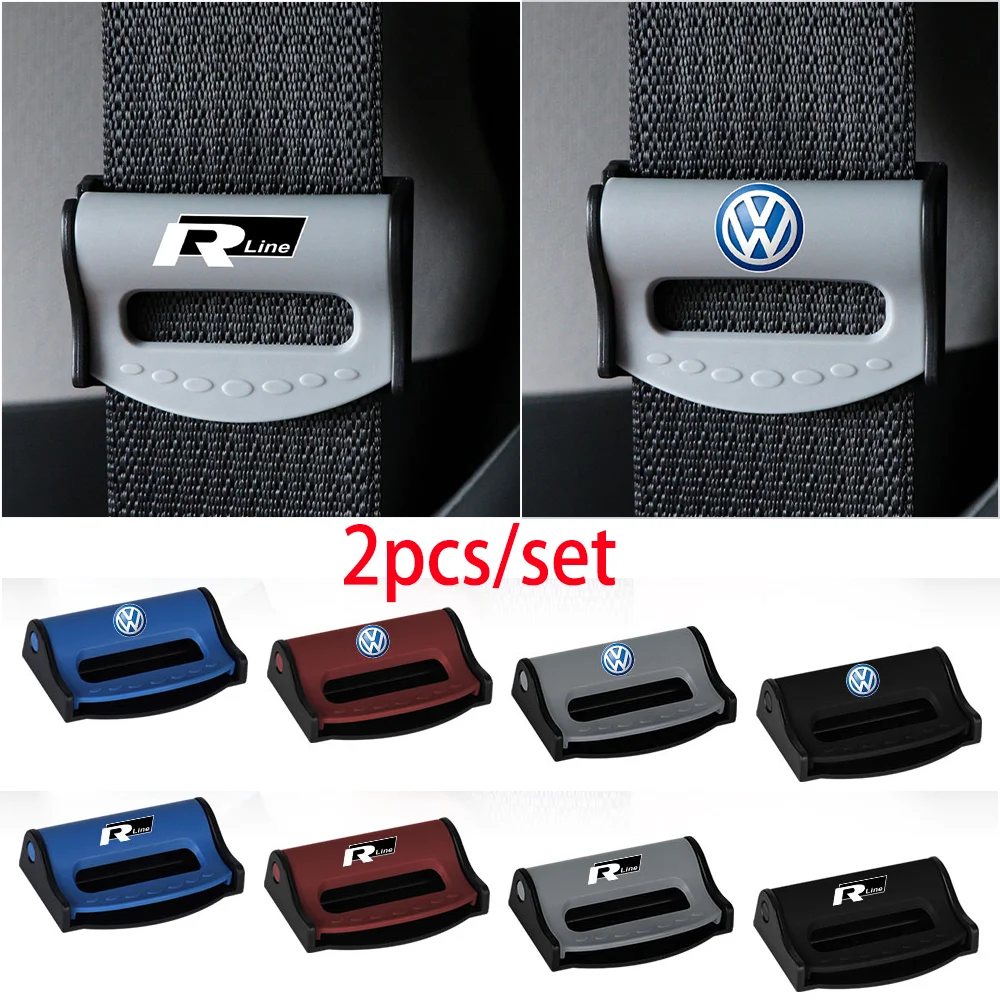 2Pcs Car Seatbelt Stopper Adjuster Clip Safety Seat Belt Buckle Clip For Volkswagen Rline Jetta Golf Beetle GTI Auto Accessories