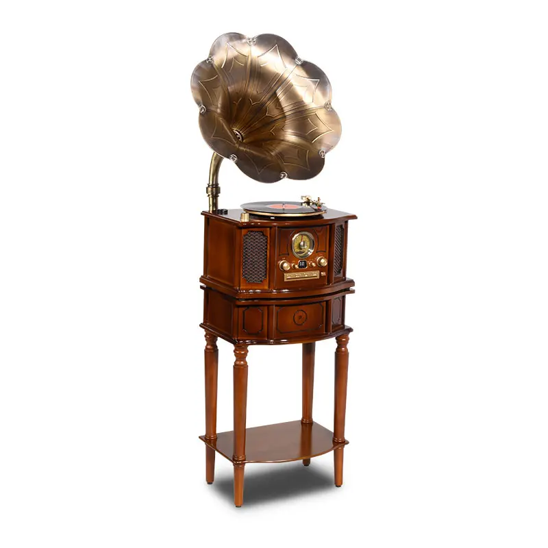 High Quality Cheaper Turntable Vinyl Player Retro Wooden Turntable Player With USB Blue-tooth AM FM