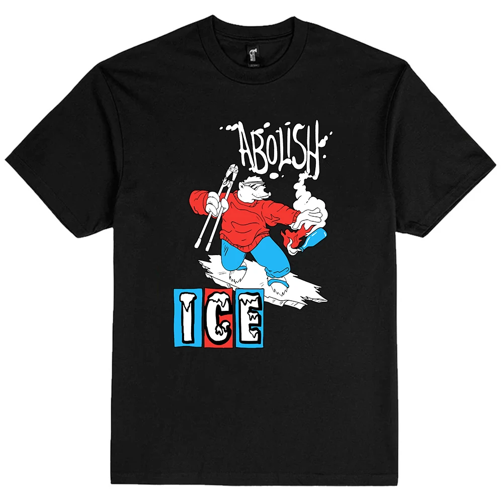 

America Abolish Ice Bear Printing T-shirt Cotton Short Sleeve Casual Unisex Streetwear Tees O-neck Loose Graphic Print T Shirts