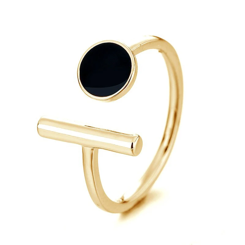 Moda donna anelli a figura aperta accessori cerchio rotondo rame epossidico dorato/bianco femminile alla moda anello quotidiano misura regolabile