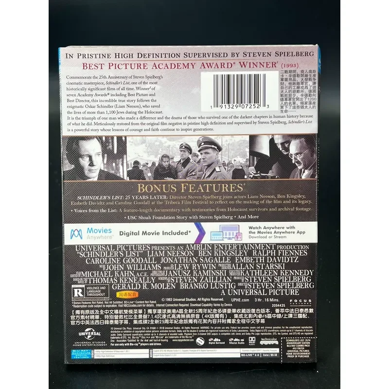 Schindlers List New BD Blu-ray Unopened Box Collectors Edition Won The Sixth