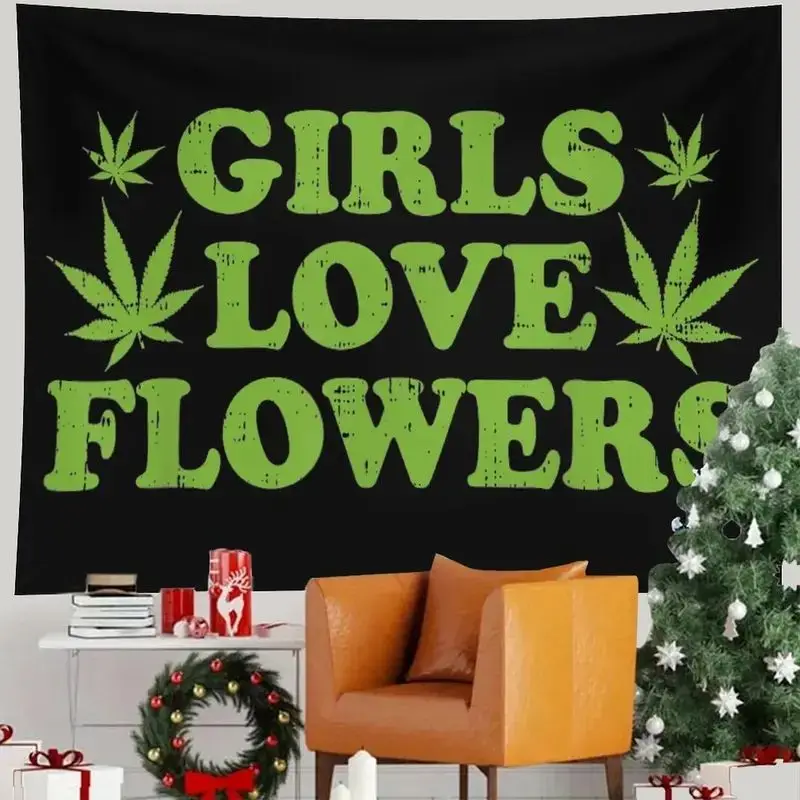 VIKAMA Girls Love Flowers Gothic Grunge Art Tapestry Wall Hanging for Bedroom Living Room Dorm Room Aesthetic Decor