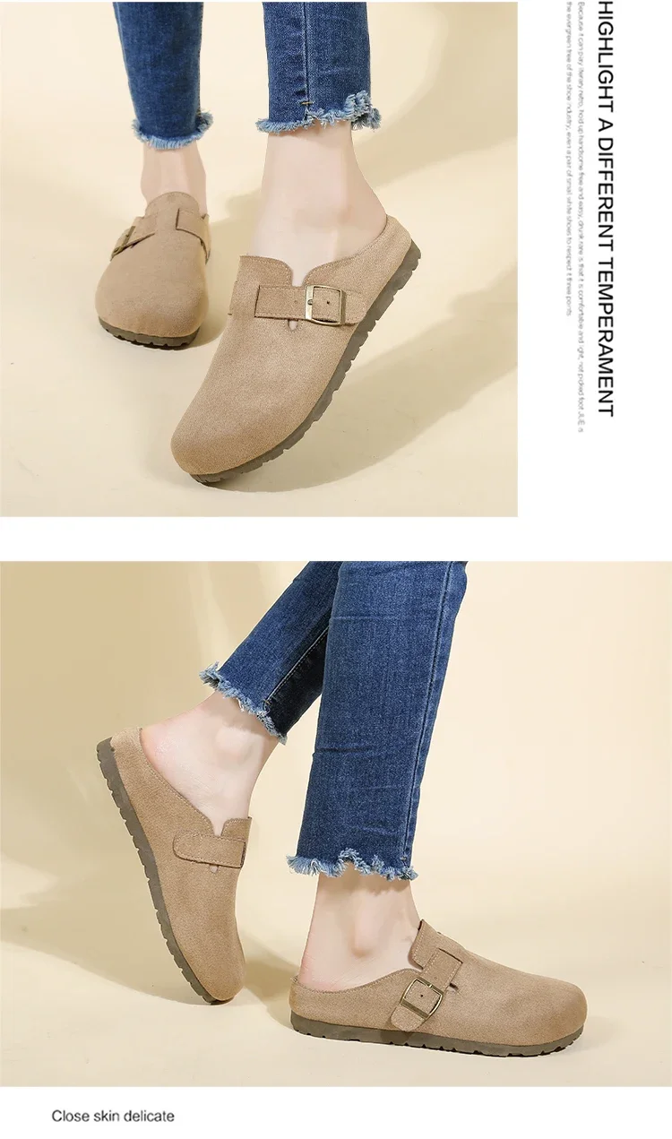 Damen-Freizeitsandalen, Slipper im koreanischen Stil, flache Loafer, rückenfreie Slipper, trendige Alltagsschuhe für draußen. – Detail 10