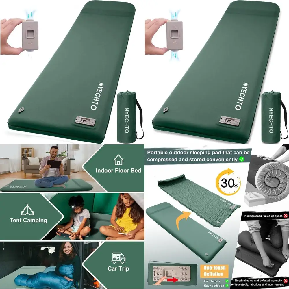 

Ультракомфортный надувной матрас с электронасосом, толщина 3,14 дюйма, из пены с эффектом памяти, теплоизоляция 9,5 R-Value для кемпинга и путешествий, с подушкой