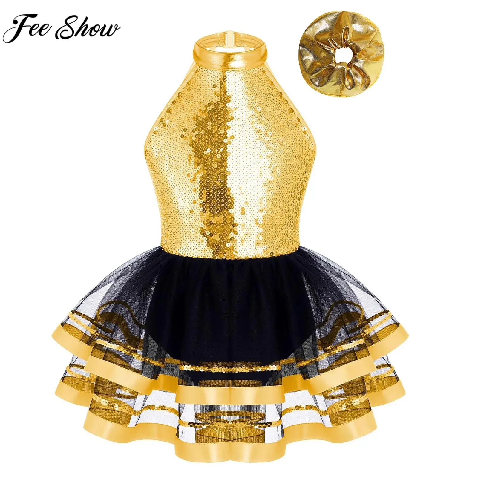 

Женское балетное платье-пачка без рукавов, с открытой спиной и блестками