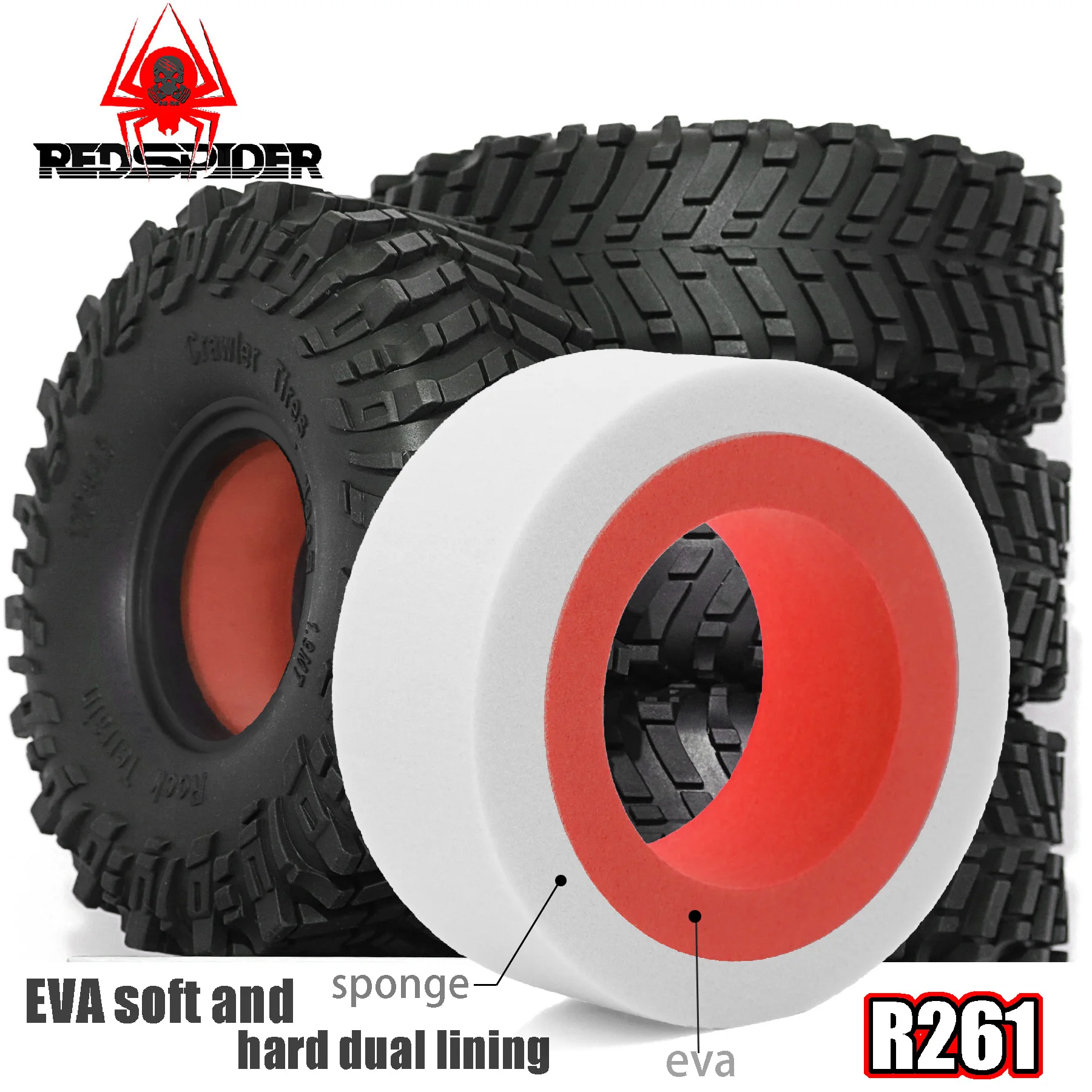

4PCS 1.9'' RC Crawler Tires with Dual-Stage EVA Foam Inserts - Compatible with TRX4/TRX6 Axial SCX10 - 1/10 Scale Upgrade Set