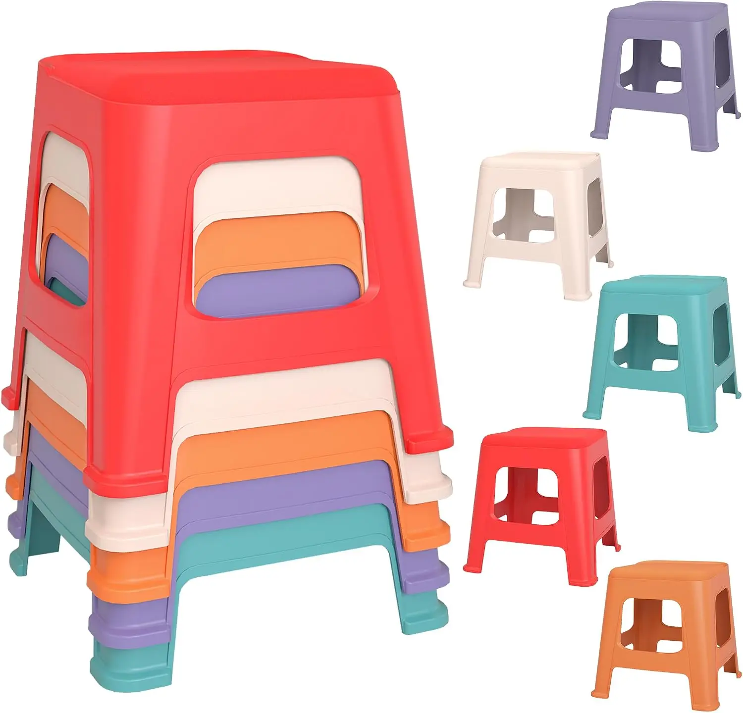 5 Pack Stackable Classroom Stools, 12.9