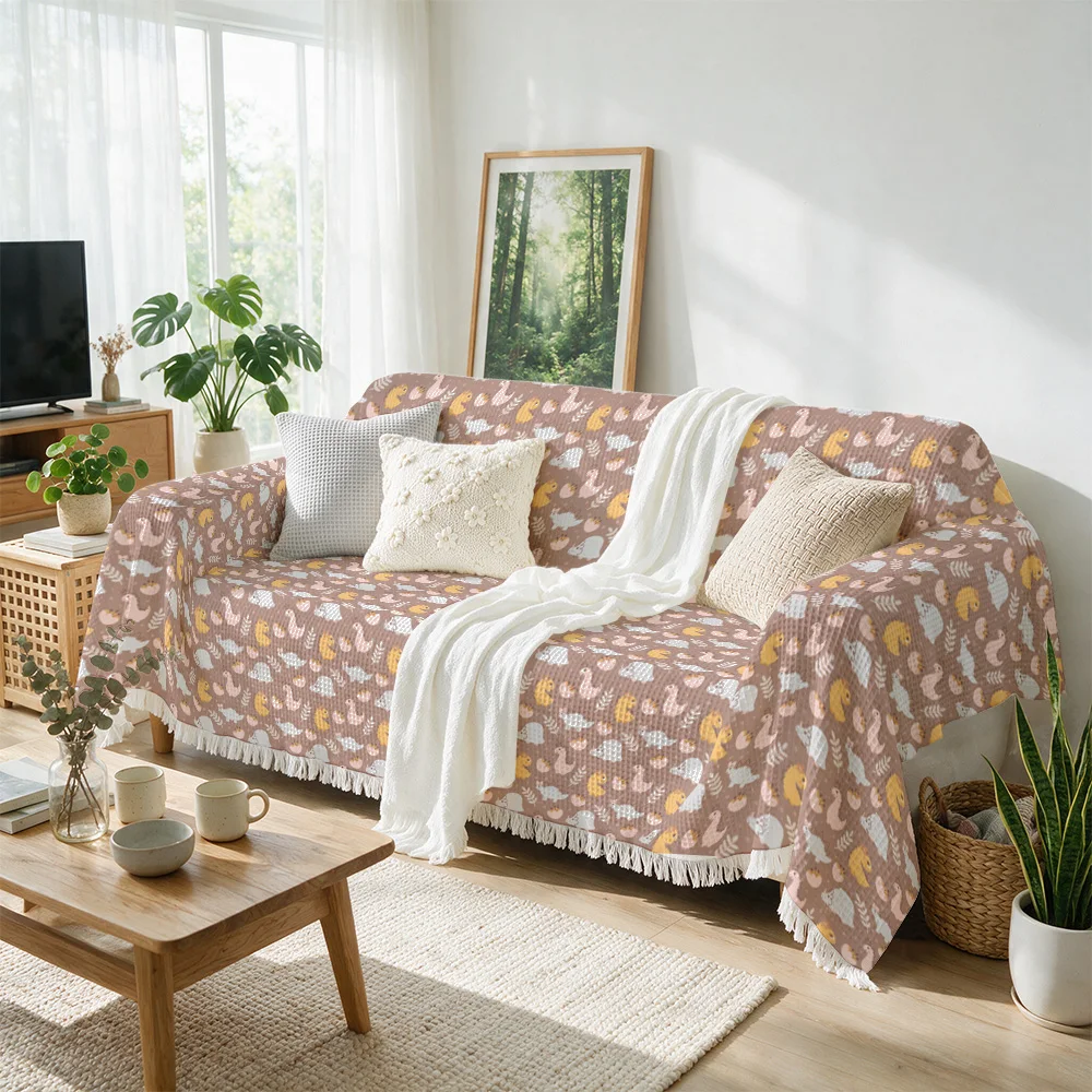 High Quality Boho Floral Pattern Sofa Throw Blanket Decorative Cozy Cover for Living Room Couch Nordic Farmhouse Home Decor Text